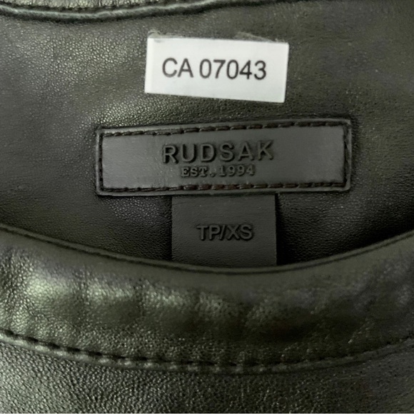 Rudsak Lamb Leather Bikercore Short Sleeve Chevron Black Top Size XS - Picture 2 of 10